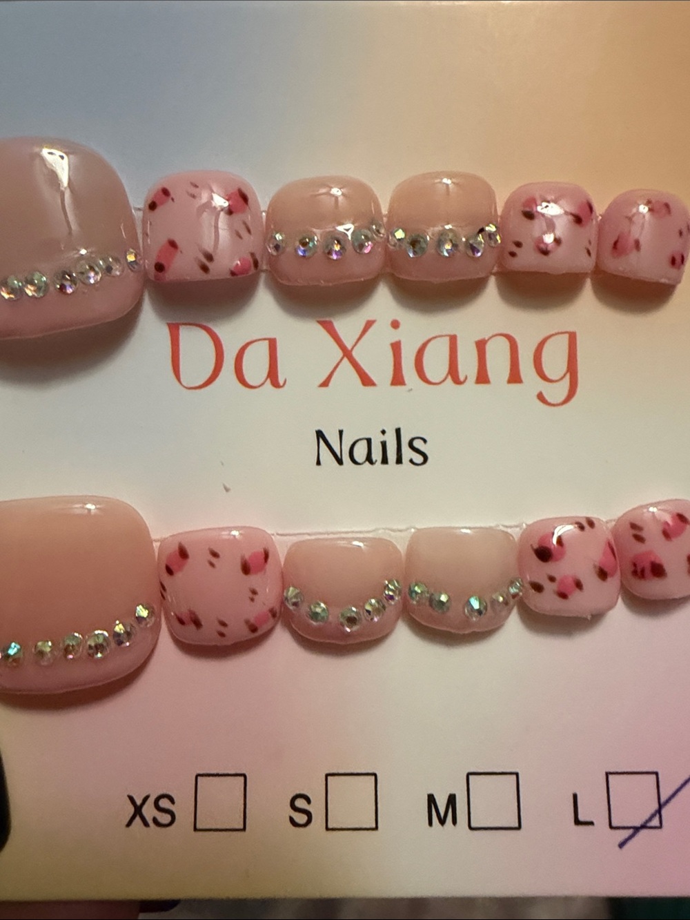 Pink Rhinestone Press-On Toenails - Picture 5 of 5